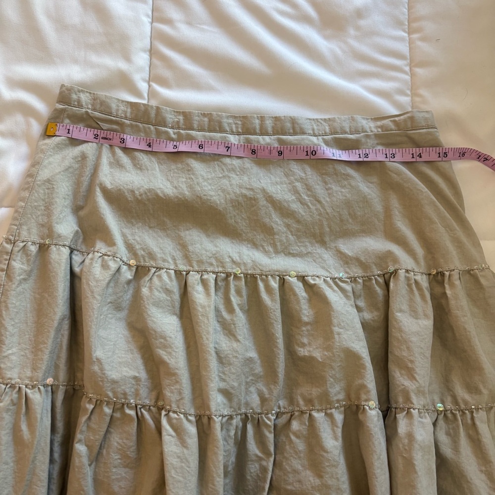 Talbots Women’s Light Brown Cotton Tiered A-Line Midi Skirt - Picture 9 of 9